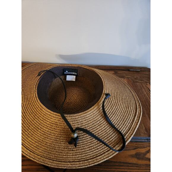 Sloggers Sun Hat Paper straw wide brim chin strap gardening sz 22.5" Sz M EUC - Picture 4 of 4